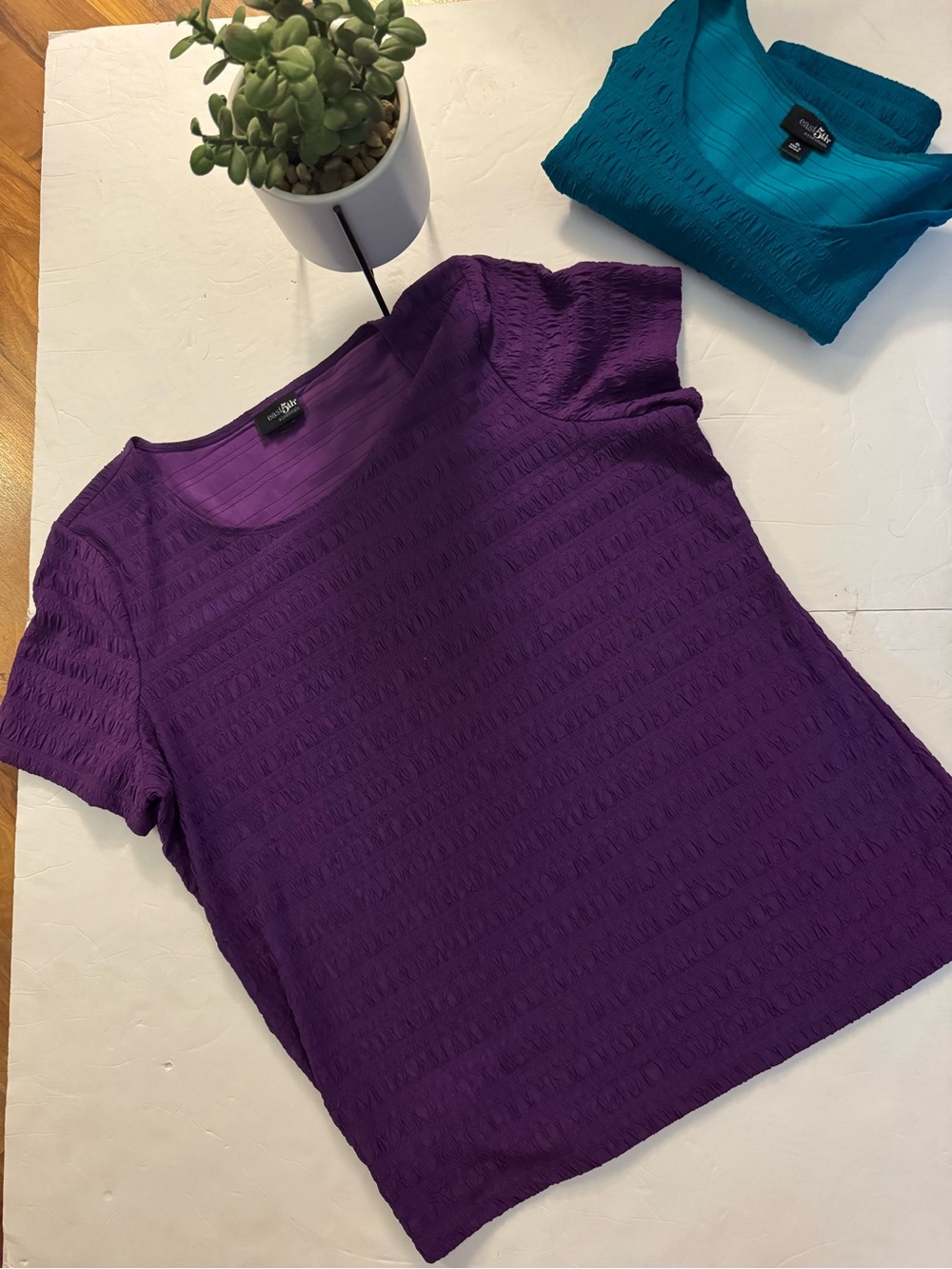 East 5th Purple Short Sleeve Textured Tee